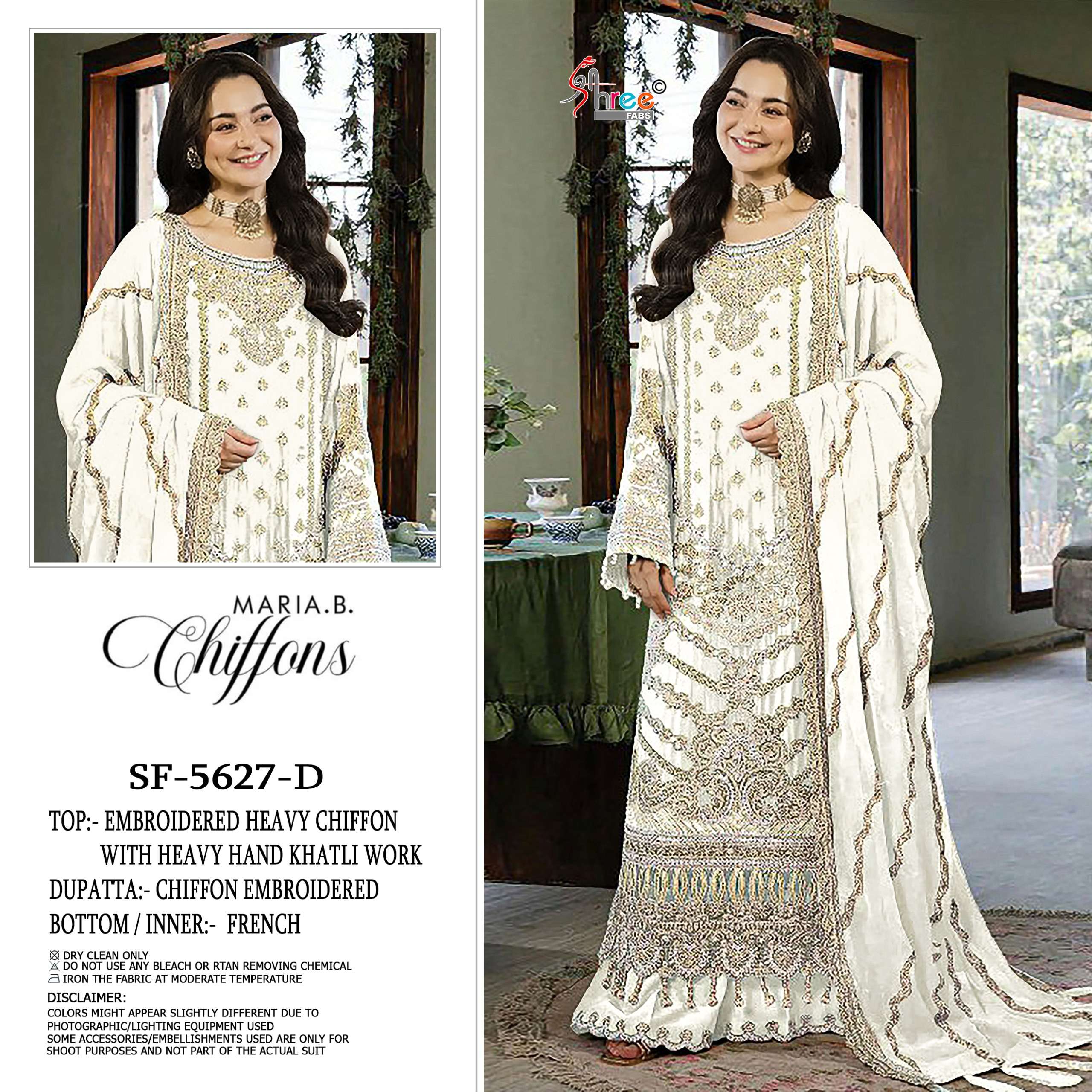 SHREE FABS SF 5627 COLOR CHIFFON EMBROIDERY PAKISTANI OUTFIT UNSTITCH SET DEALER